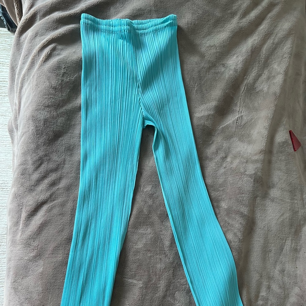 Issey Miyake Pleats Please turquoise pants blue